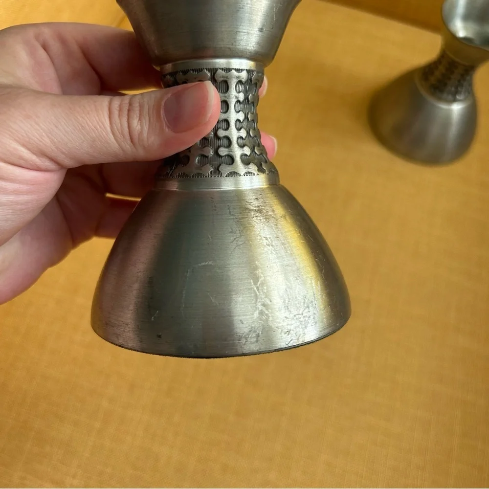 Vintage Nordic Pewter Candle Holders silver primitive